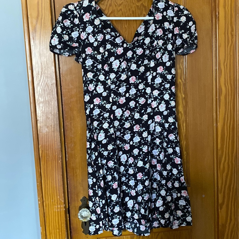 Joni Blair black with flowered print dress